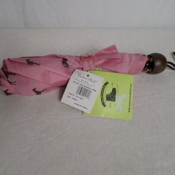 Western Chief Other - Western Chief Kids Pink/Brown Umbrella With Brown Horses NWT